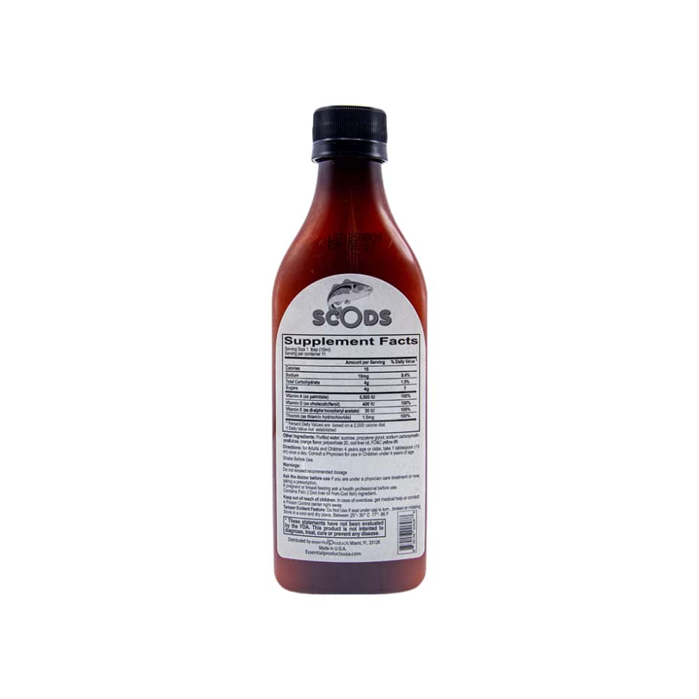 Emulsión de aceite de hígado de bacalao con vitaminas A+D+E+B1 sabor naranja Scods (200 ml / 6.7 fl. oz) - Miniatura 2
