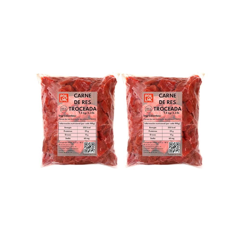 Carne troceada de res de primera PDL LMC (2 x 1.5 kg / 3.3 lb) - Miniatura 1