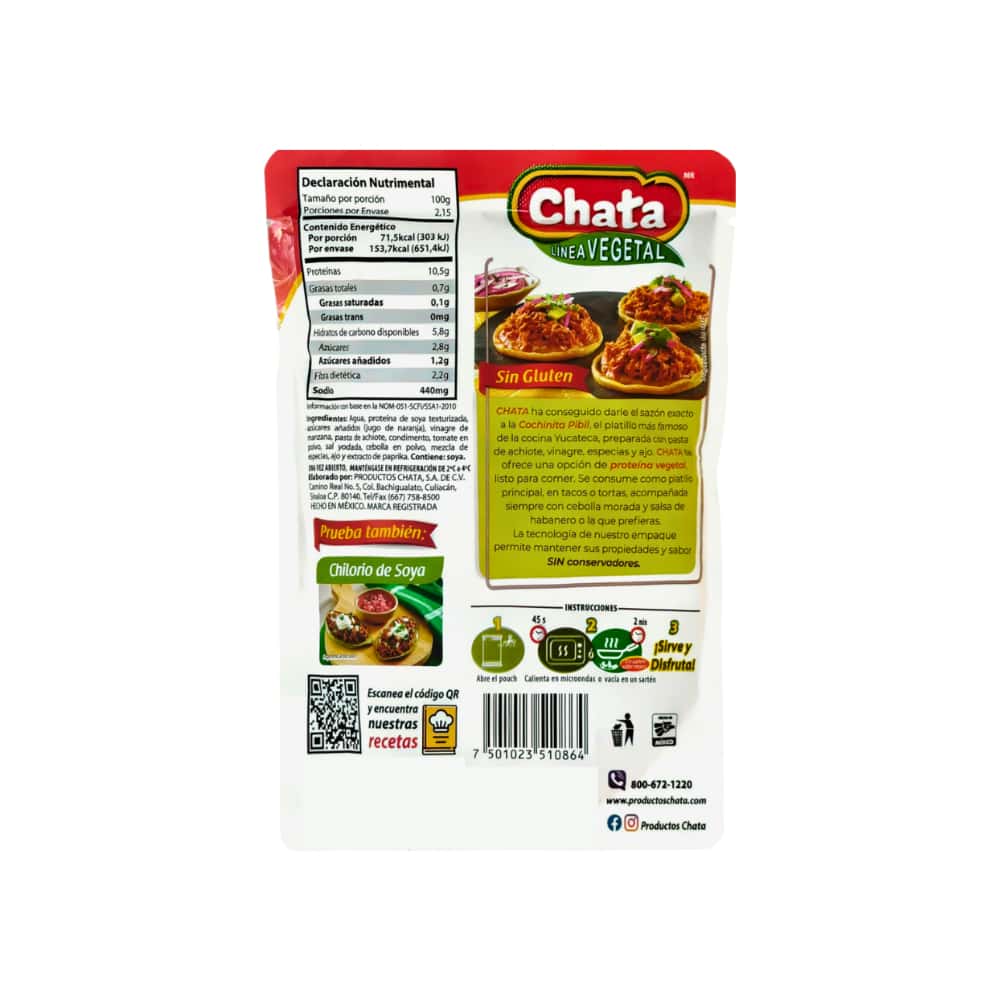 Cochinita pibil de soya Chata (215 g / 7.8 oz) - Miniatura 2