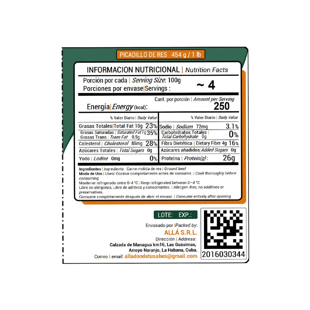 Picadillo de res 20% grasa ALLÁ (454 g / 1 lb) - Miniatura 10