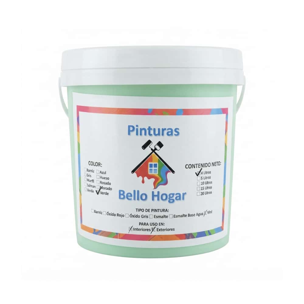 Pintura vinílica interior y exterior color verde Bello Hogar (4 L) - Miniatura 1