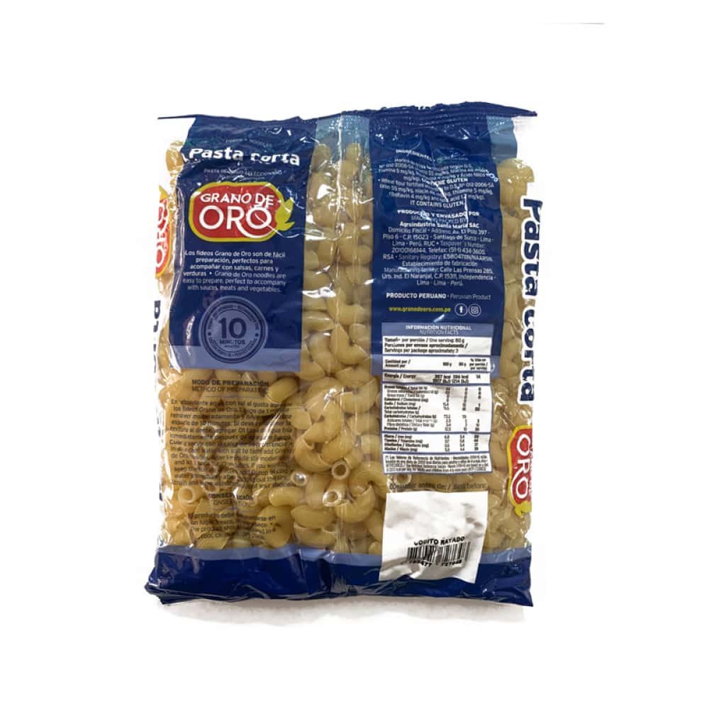 Pasta corta coditos Grano de Oro (250 g / 8.8 oz) - Miniatura 6