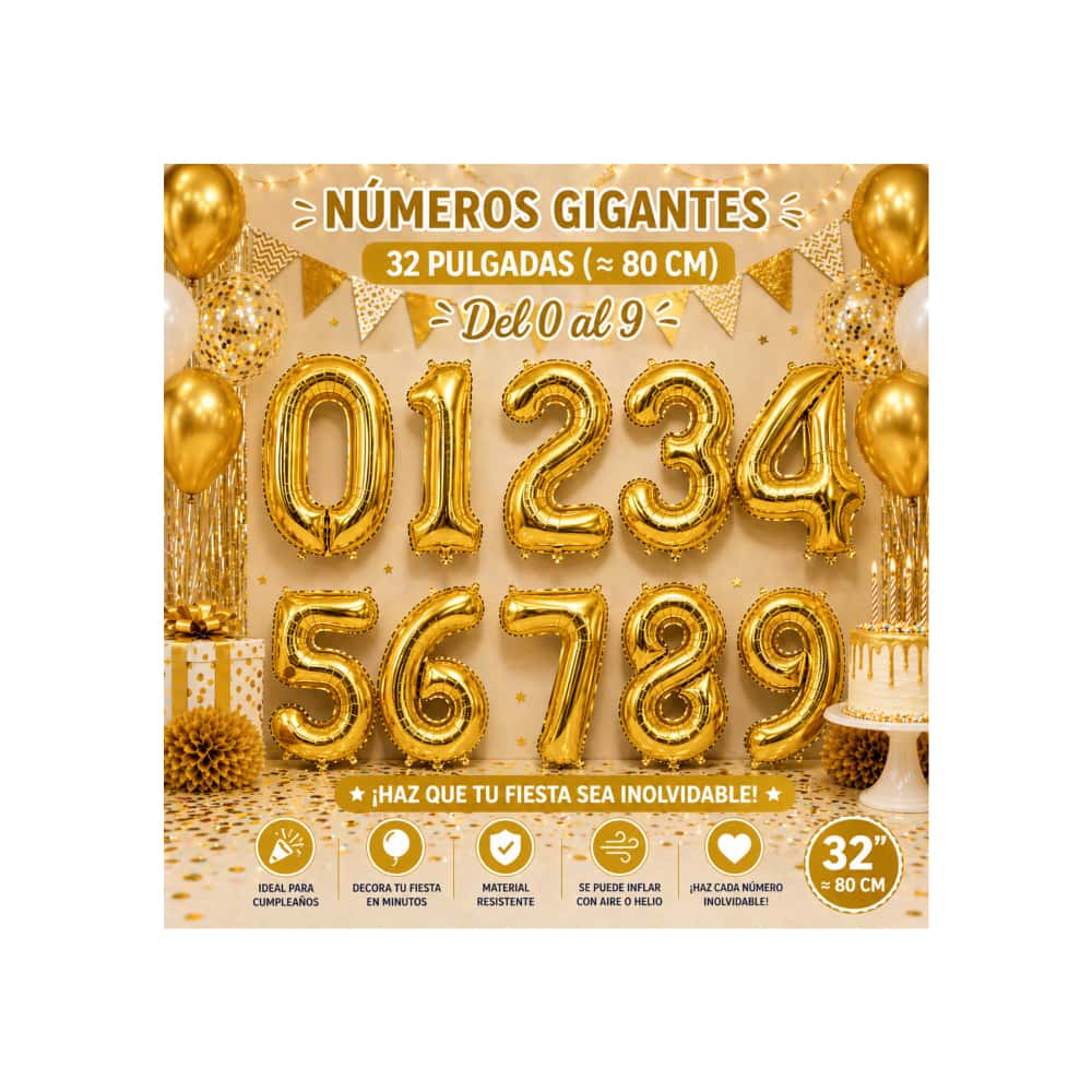 Globo dorado Número 9 Balloon (32 pulgadas) - Miniatura 4
