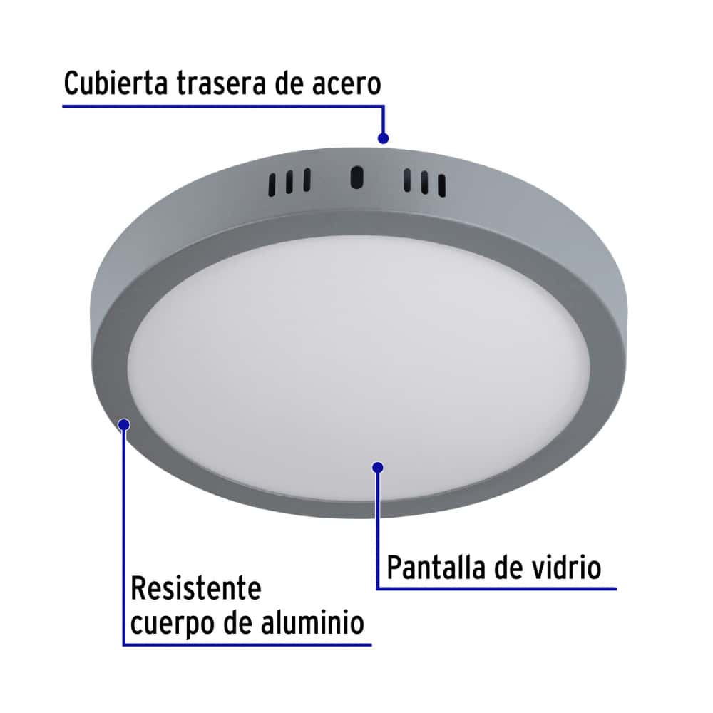 Luminario redondo gris LED 18 W Volteck PLA-216L - Miniatura 5