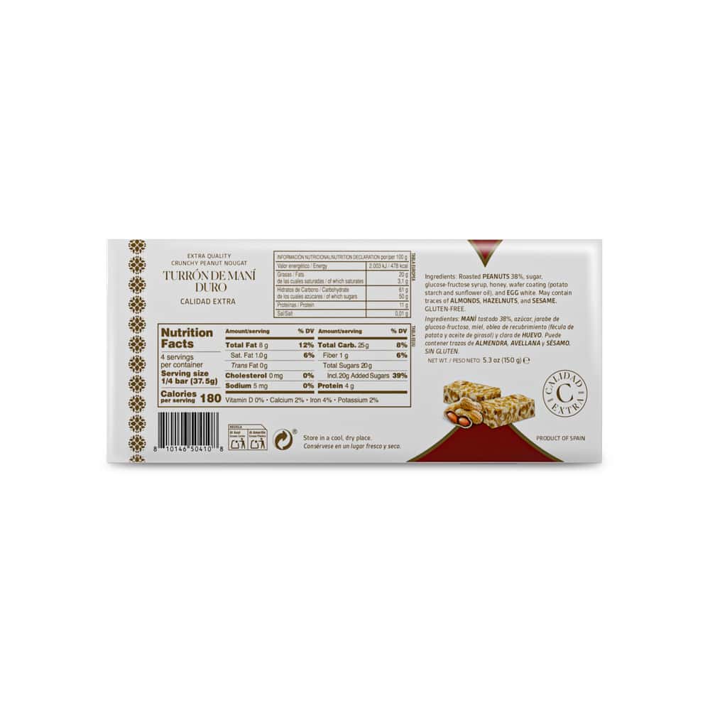 Turrón de Maní Duro Calidad Extra YEYA (150 g / 5.3 oz) - Miniatura 4