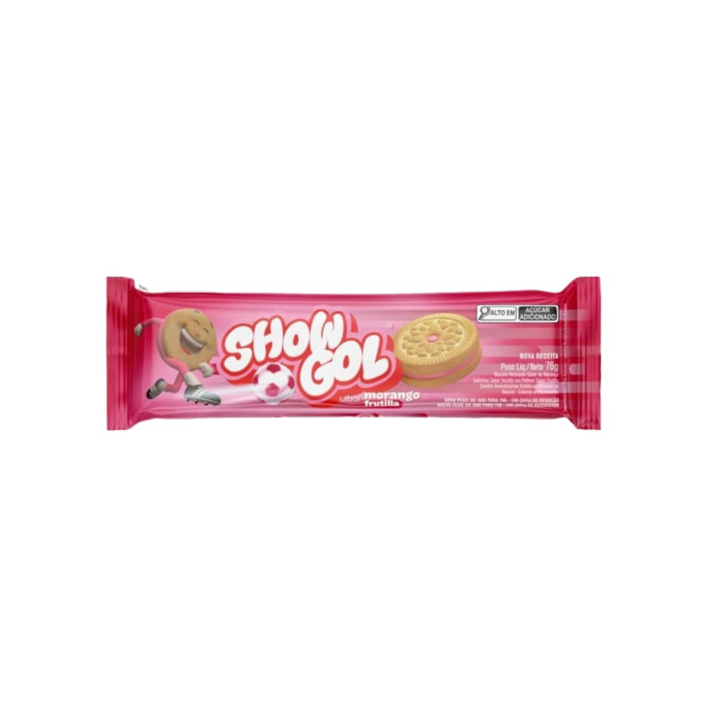 Galletas sabor vainilla rellenas con crema sabor a fresa Show Gol (76 g / 2.68 oz) - Miniatura 2