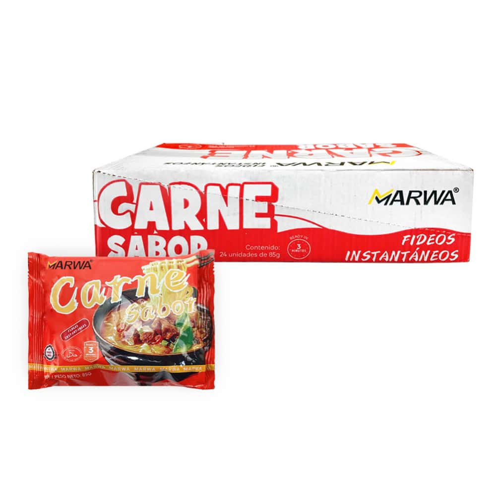 Sopa instantánea de fideos sabor carne Marwa (24 x 85 g / 3 oz) - Miniatura 1