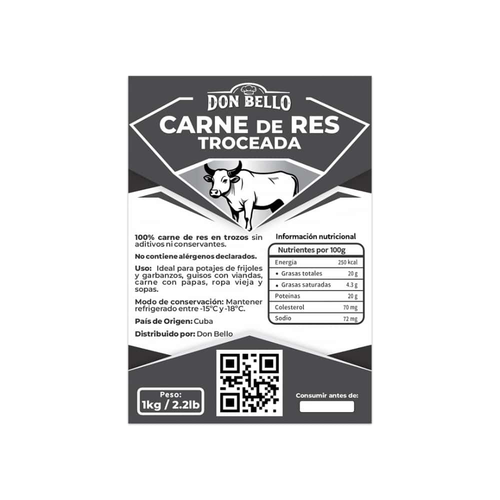 Carne de res troceada Don Bello (1 kg / 2.2 lb) - Miniatura 3