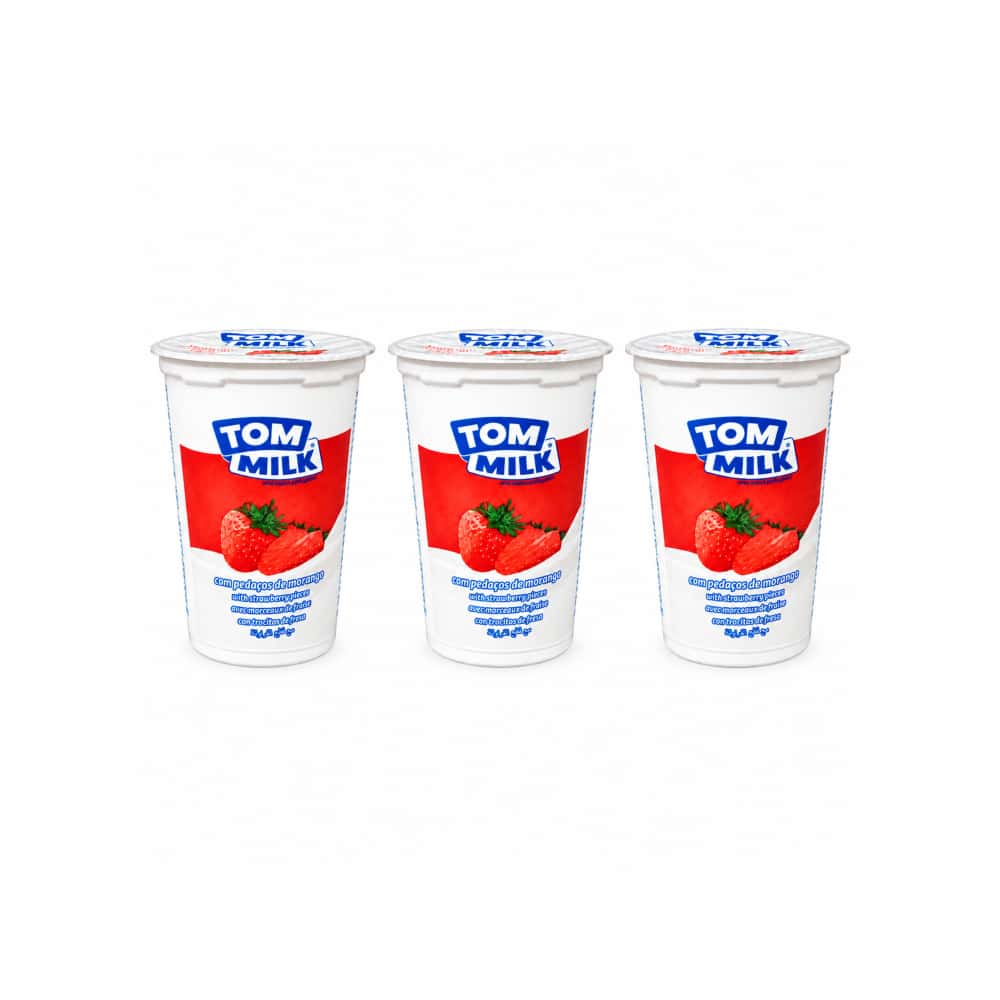 Yogurt pasteurizado sabor fresa con trocitos de frutas Tom Milk (3 x 500 g / 1.10 lb) - Miniatura 1