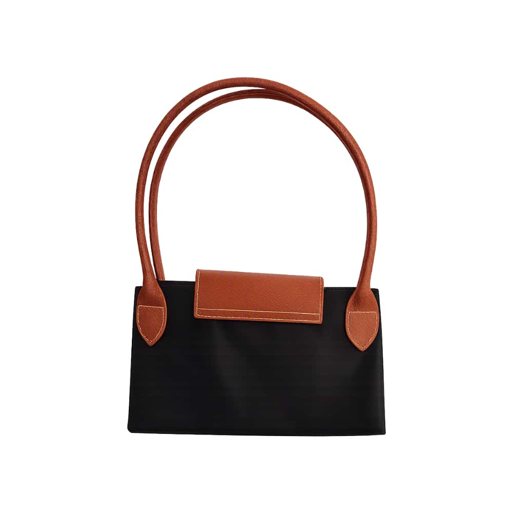 Bolso de nailon negro plegable con detalles camel y asas extraíbles Isabella - Miniatura 2