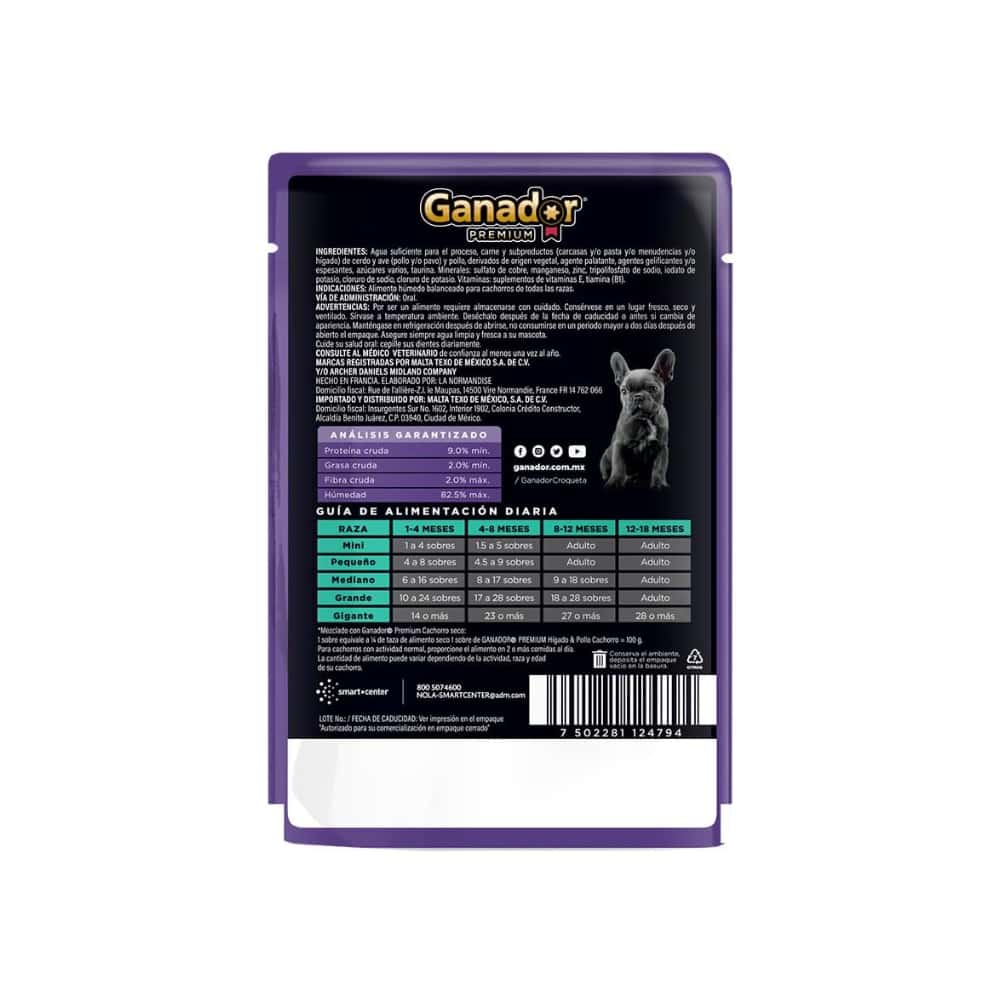 Alimento húmedo para cachorro toda raza trozos de carne en salsa hígado y pollo Ganador Premium (100 g / 3.5 oz) - Miniatura 2