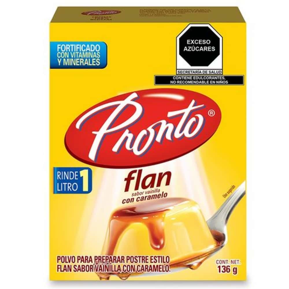Polvo para preparar postre estilo flan sabor vainilla con caramelo Pronto (136 g / 4.79 oz) - Miniatura 1