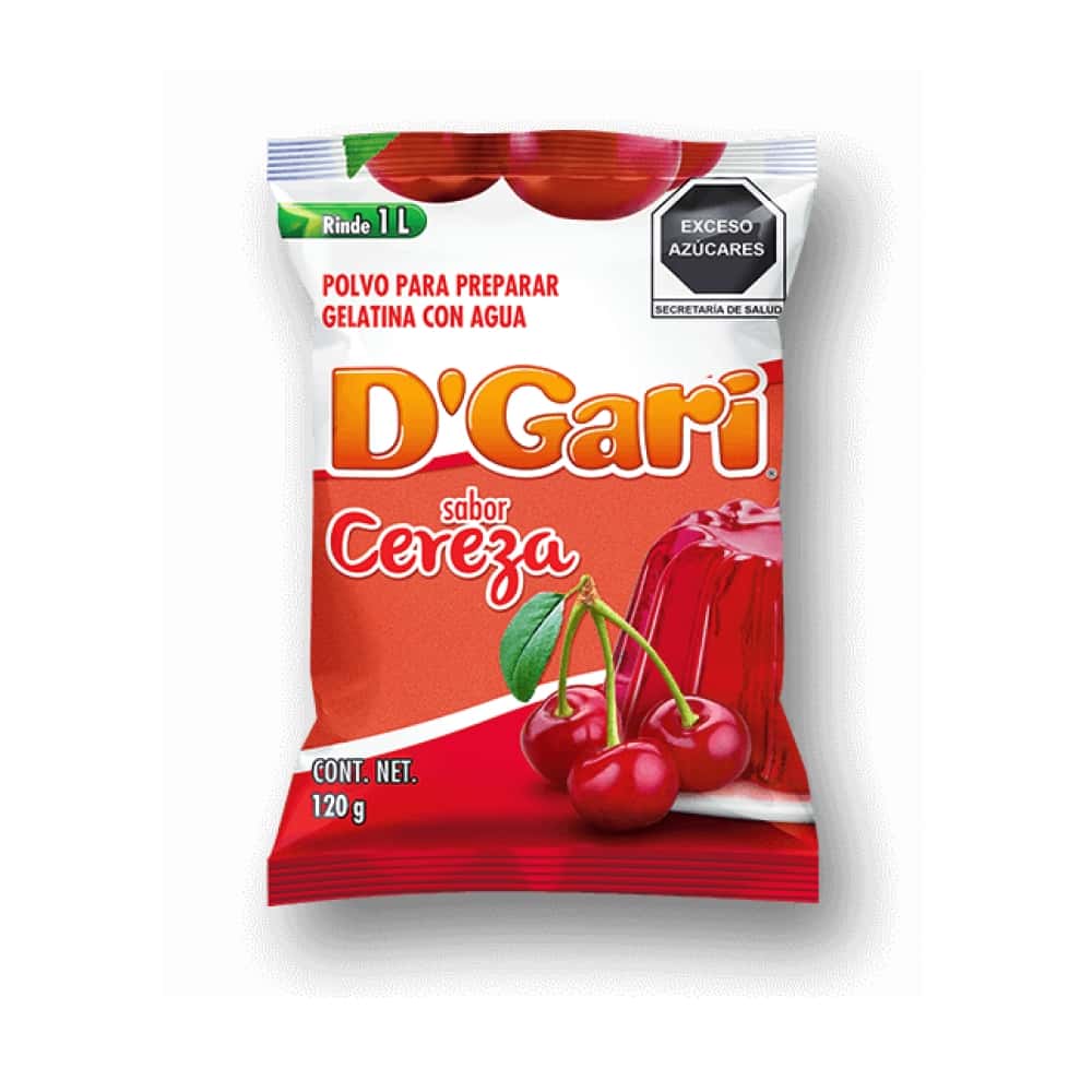Polvo para prepara gelatina con agua - sabor cereza D'Gari (120 g / 4.23 oz) - Miniatura 1