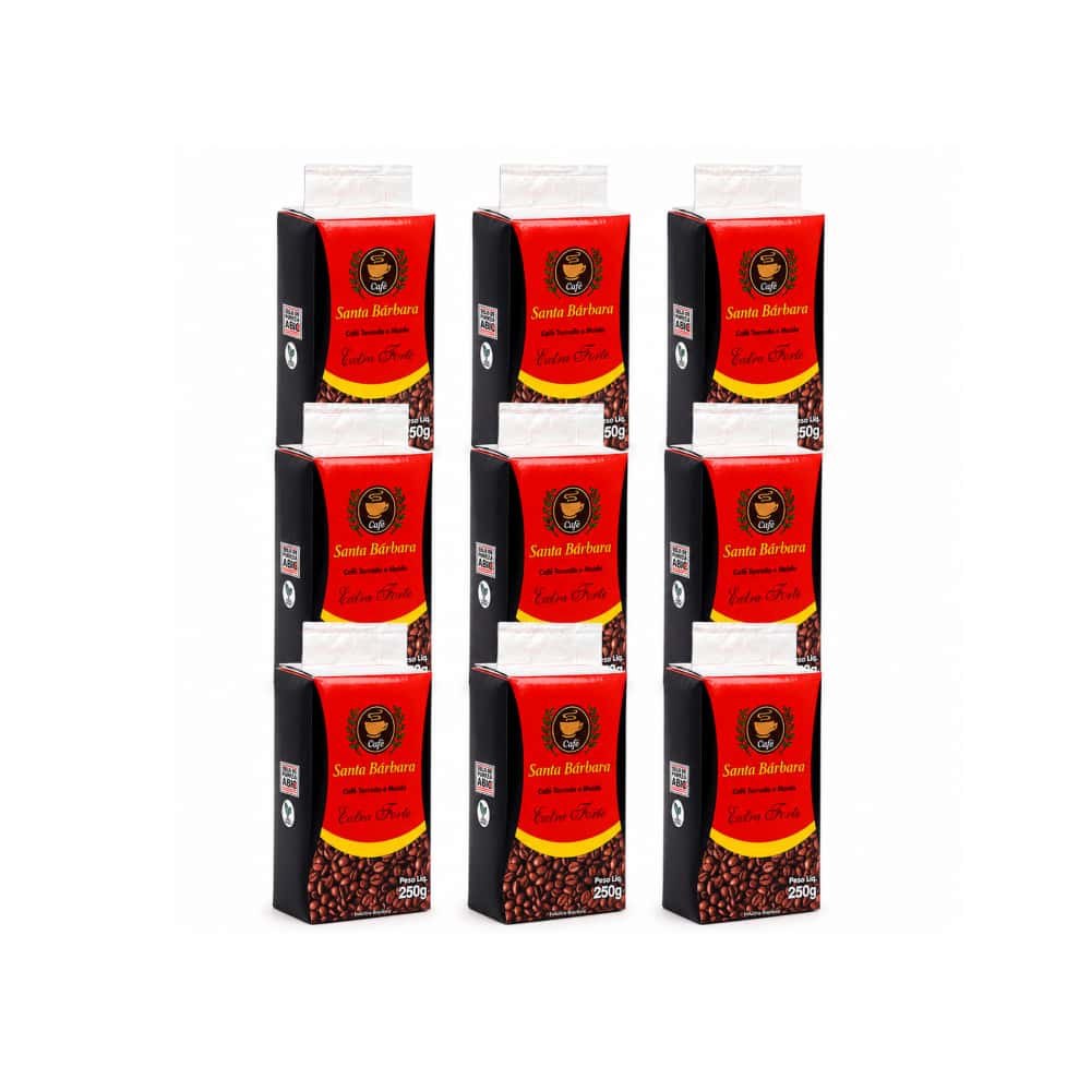 Café tostado y molido extra fuerte Santa Bárbara (9 x 250 g / 8.8 oz) - Miniatura 1