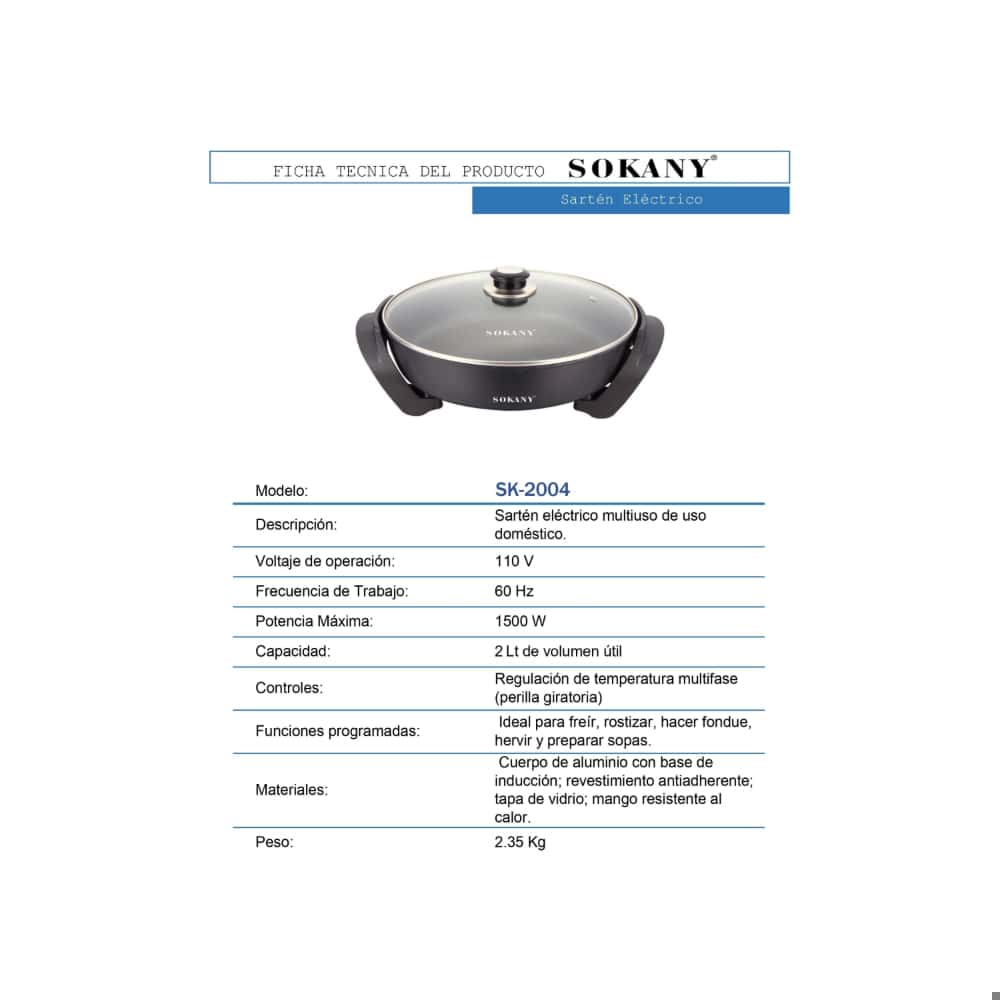 Sartén eléctrico Sokany SK-2004 - Miniatura 3