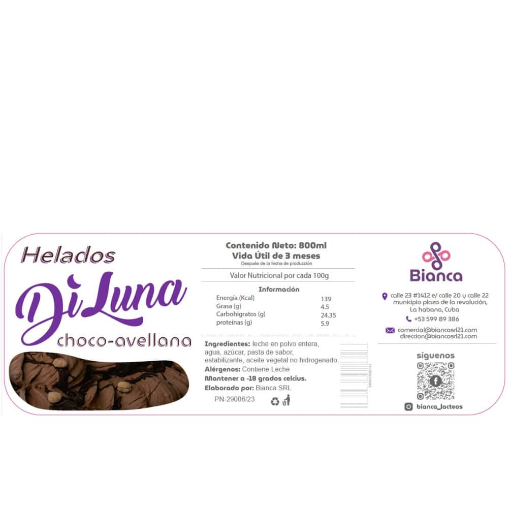 Helado sabor choco avellana DiLuna (800 ml) - Miniatura 2