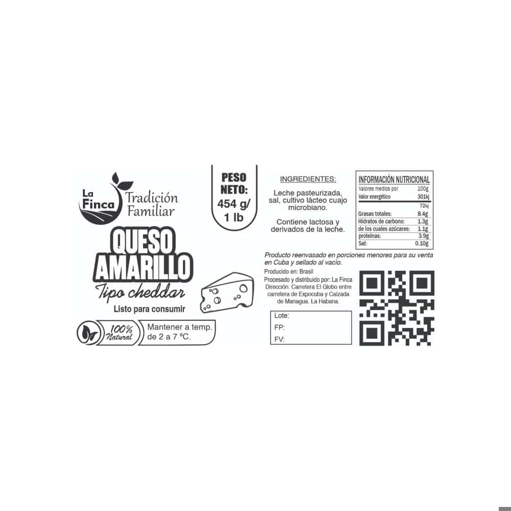 Queso amarillo tipo cheddar La Finca (454 g / 1 lb) - Miniatura 2