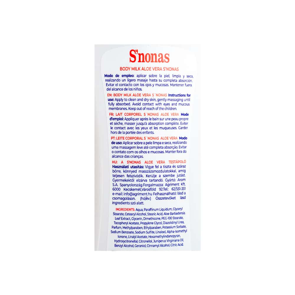 Crema corporal de áloe de vera S'nonas (500 ml) - Miniatura 2
