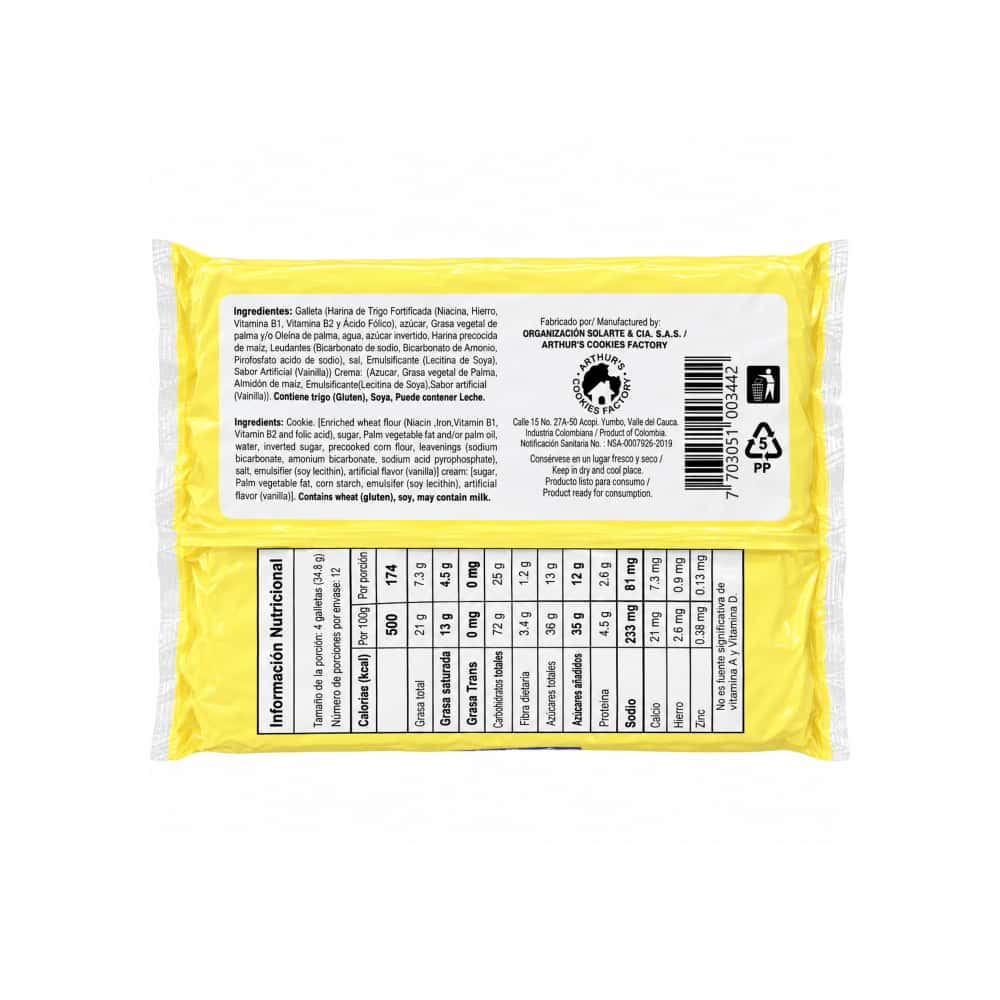 Galletas rellenas con crema sabor a vainilla Golozetas (417.6 g / 14.73 oz) - Miniatura 2