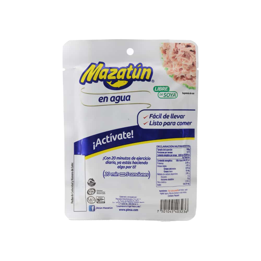 Atún aleta amarilla en trozos y en agua Mazatún (78 g / 2.7 oz) - Miniatura 4