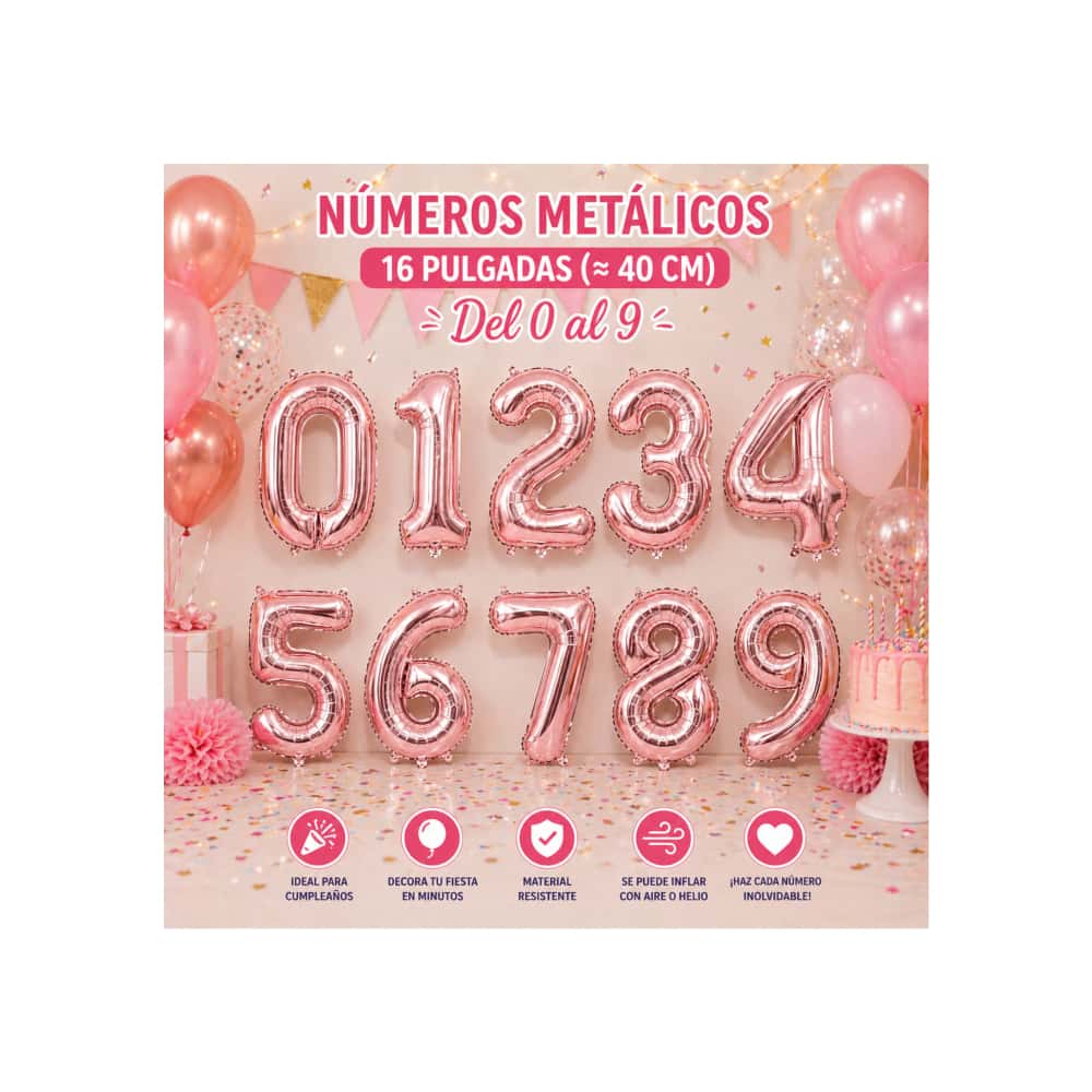 Globo rosa oro Número 5 Ballon (16 pulgadas) - Miniatura 3