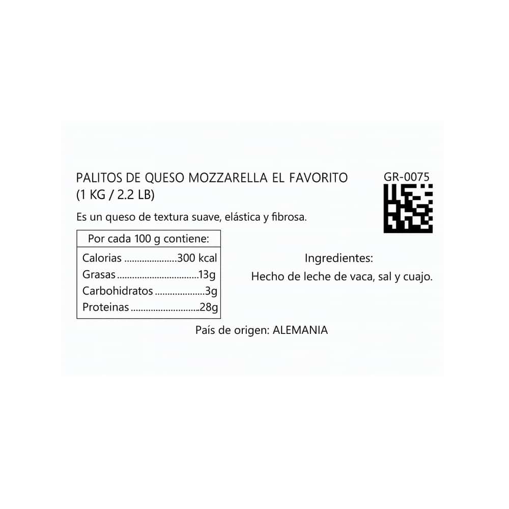 Palitos de queso mozzarella El Favorito (1 kg / 2.2 lb) - Miniatura 3
