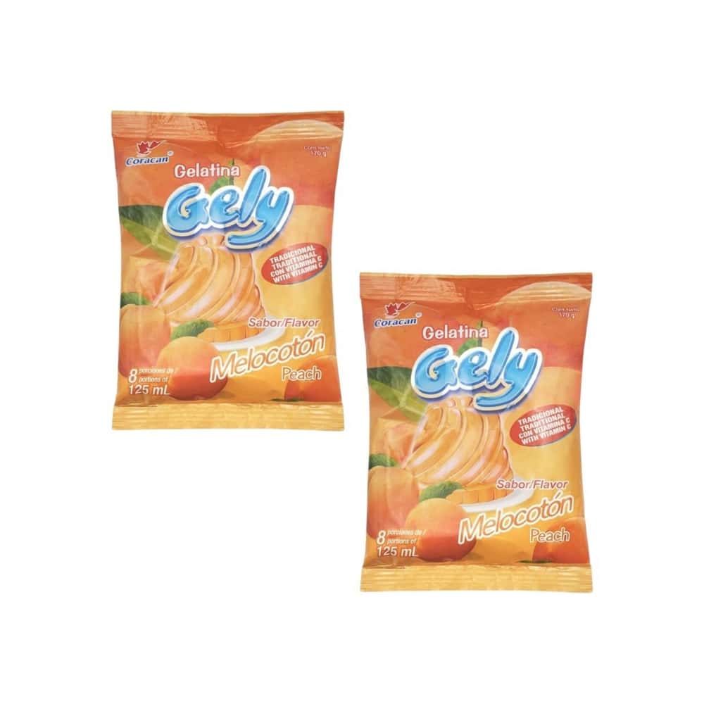 Gelatina sabor melocotón Gely (2 x 170 g / 5.9 oz) - Miniatura 1
