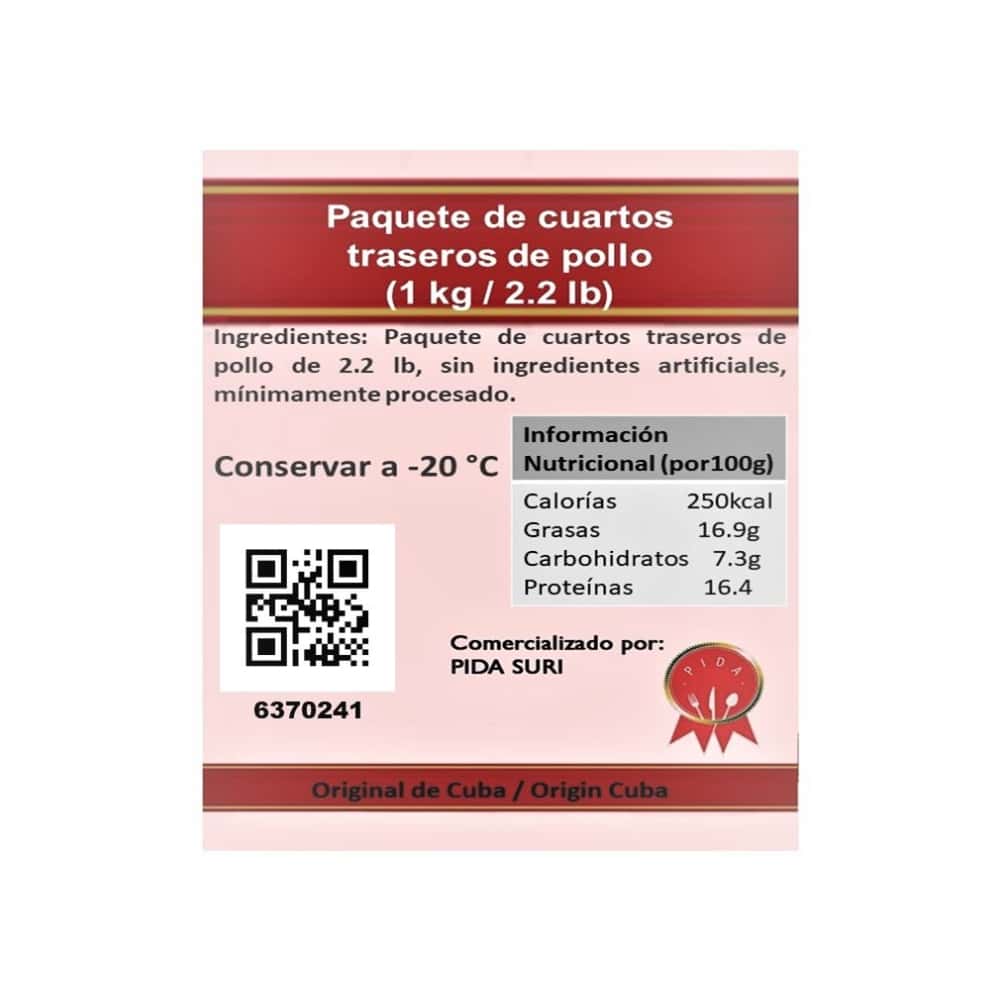 Paquete de cuartos traseros de pollo Pida (1 kg / 2.2 lb) - Miniatura 2