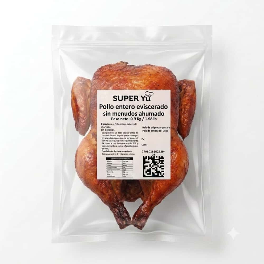 Pollo entero eviscerado sin menudos ahumados Super YU (900 g / 1.98 lb) - Miniatura 3