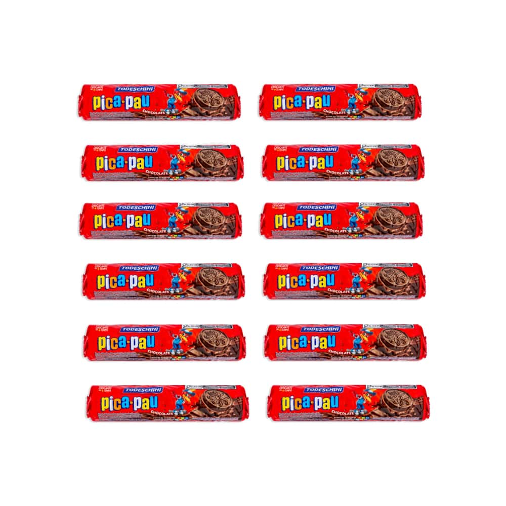 Galletas de chocolate con relleno sabor a chocolate Pica Pau Todeschini (12 x 115 g / 4.06 oz) - Miniatura 1