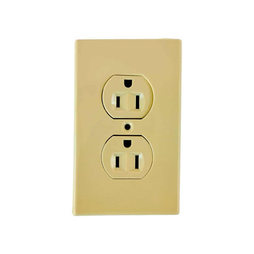 Tomacorriente doble con tapa amarillo - 15 A y 125 V - Lumi (1 U) - Miniatura 1