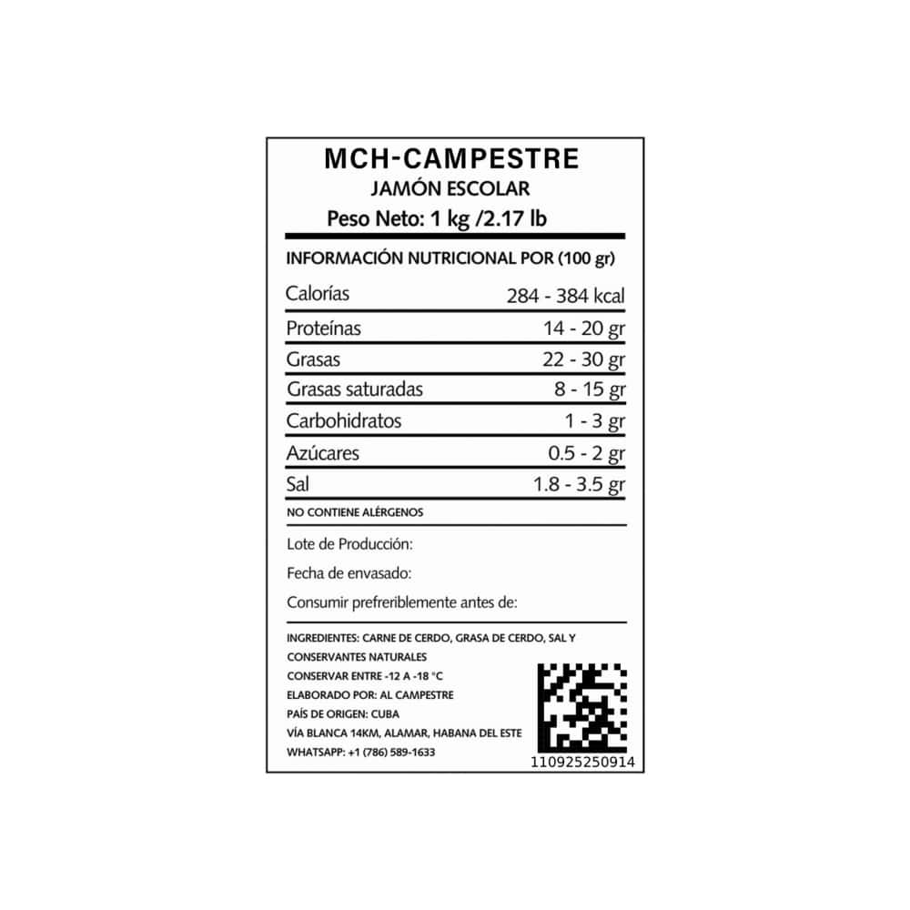 Jamón escolar MCH Campestre (1 kg / 2.17 lb) - Miniatura 3