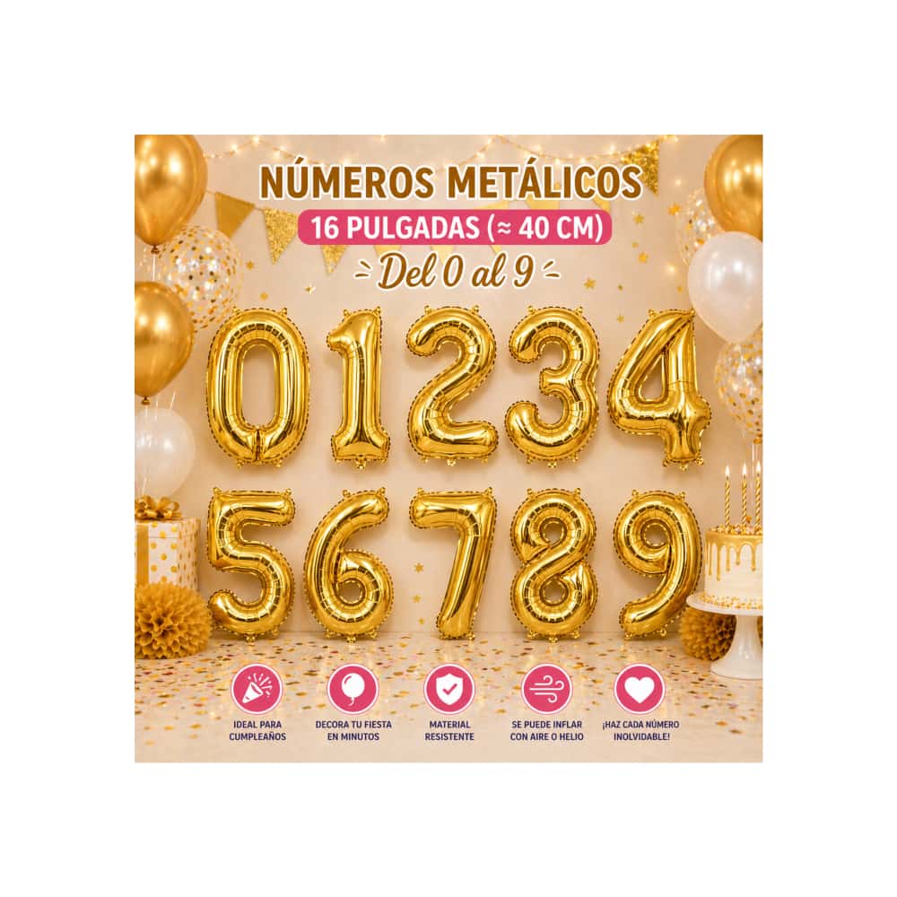 Globo dorado número 5 Balloon (16 pulgadas) - Miniatura 5