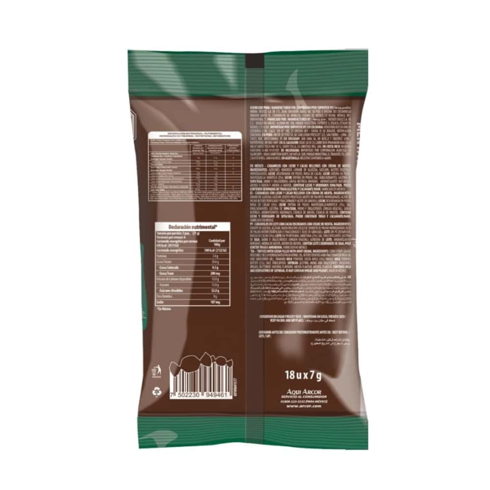 Caramelos con leche y cacao rellenos con crema de menta Arcor (126 g / 4.4 oz) - Miniatura 3