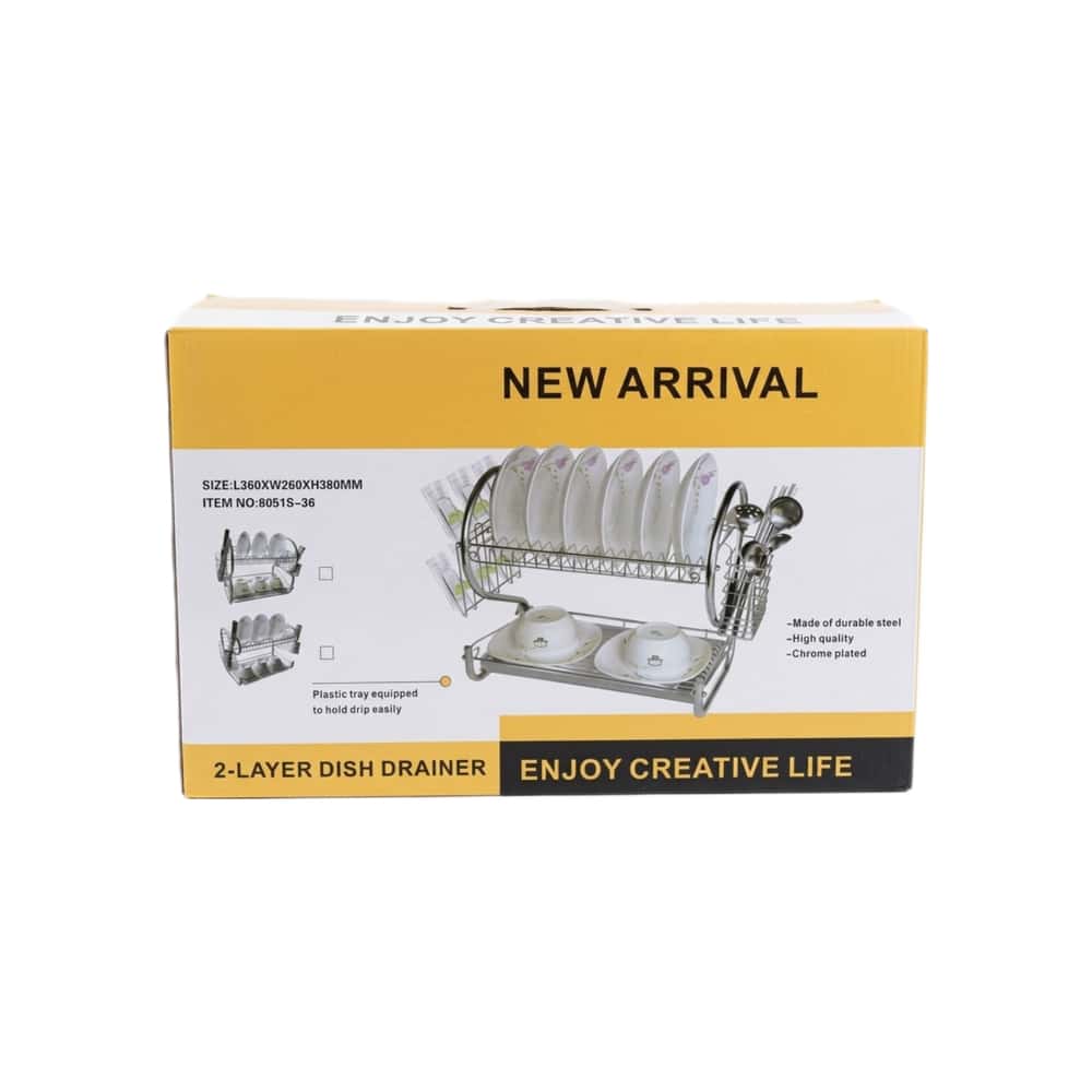 Escurridor de platos de 2 niveles con bandeja y porta cubiertos New Arrival - Miniatura 1