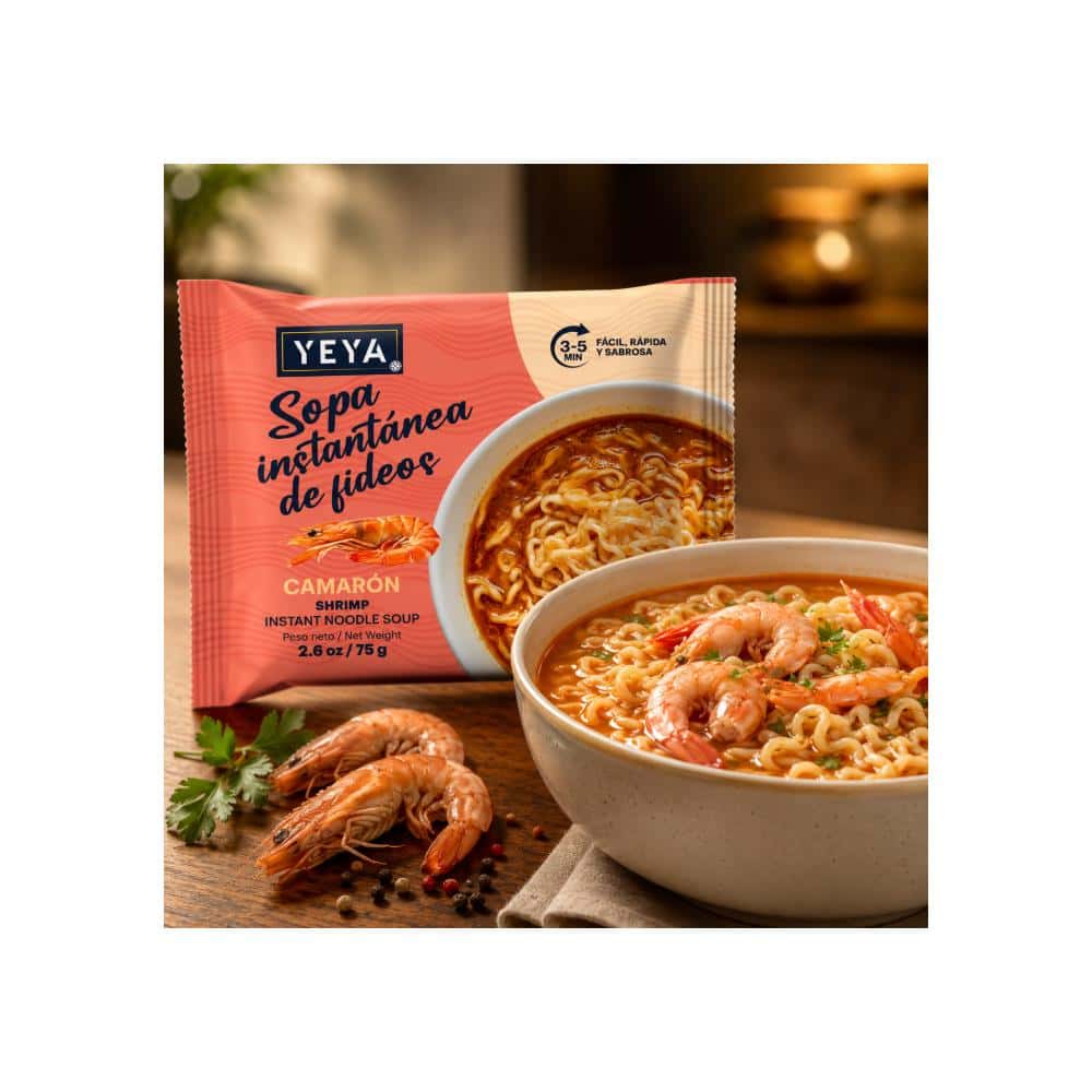 Sopa instantánea de fideos con sabor a camarón YEYA (75 g / 2.6 oz) - Miniatura 3