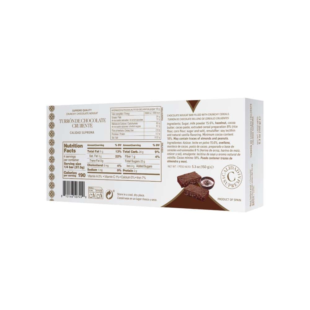Turrón de chocolate crujiente Calidad suprema YEYA (150 g / 5.3 oz) - Miniatura 2