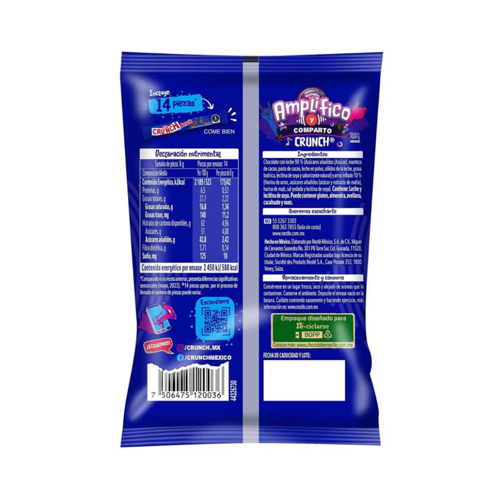 Chocolate con leche y arroz inflado Crunch Stick Nestlé (112 g / 3.95 oz) - Miniatura 2