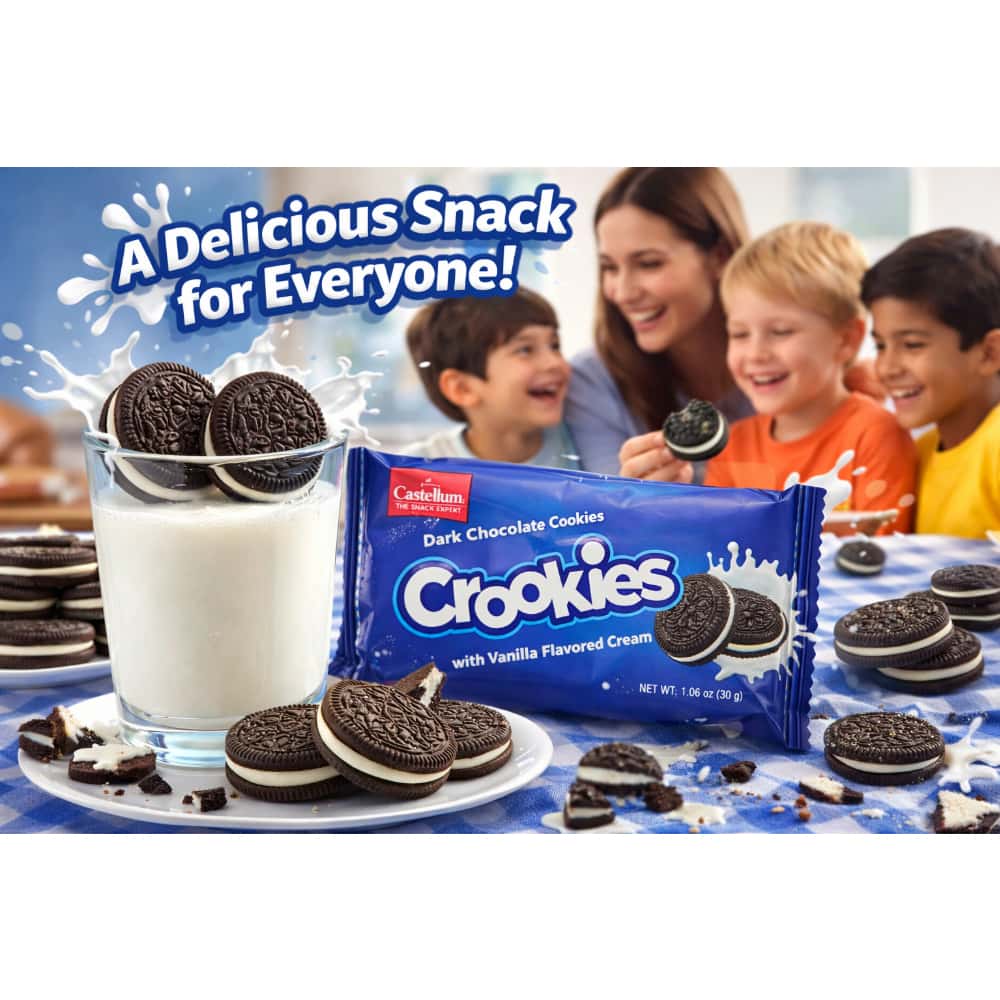 Galletas -sandwich- de chocolate negro con crema sabor vainilla Castellum (30 g / 1.06 oz) - Miniatura 4