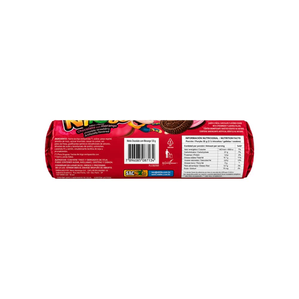 Galleta sabor chocolate con relleno sabor fresa Nikito (120 g / 4.23 oz) - Miniatura 2