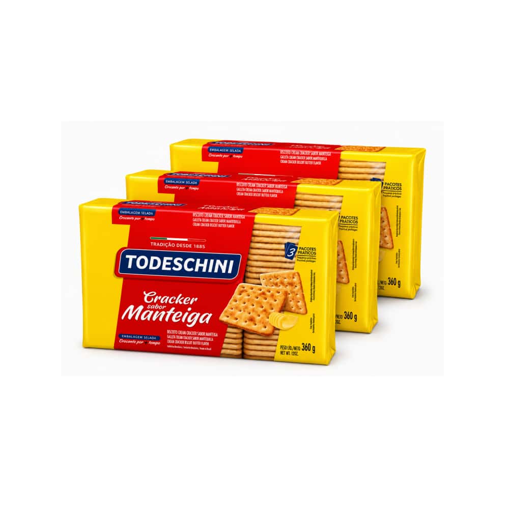 Galletas Cream Cracker sabor mantequilla Todeschini (3 x 360 g / 12 oz) - Miniatura 1