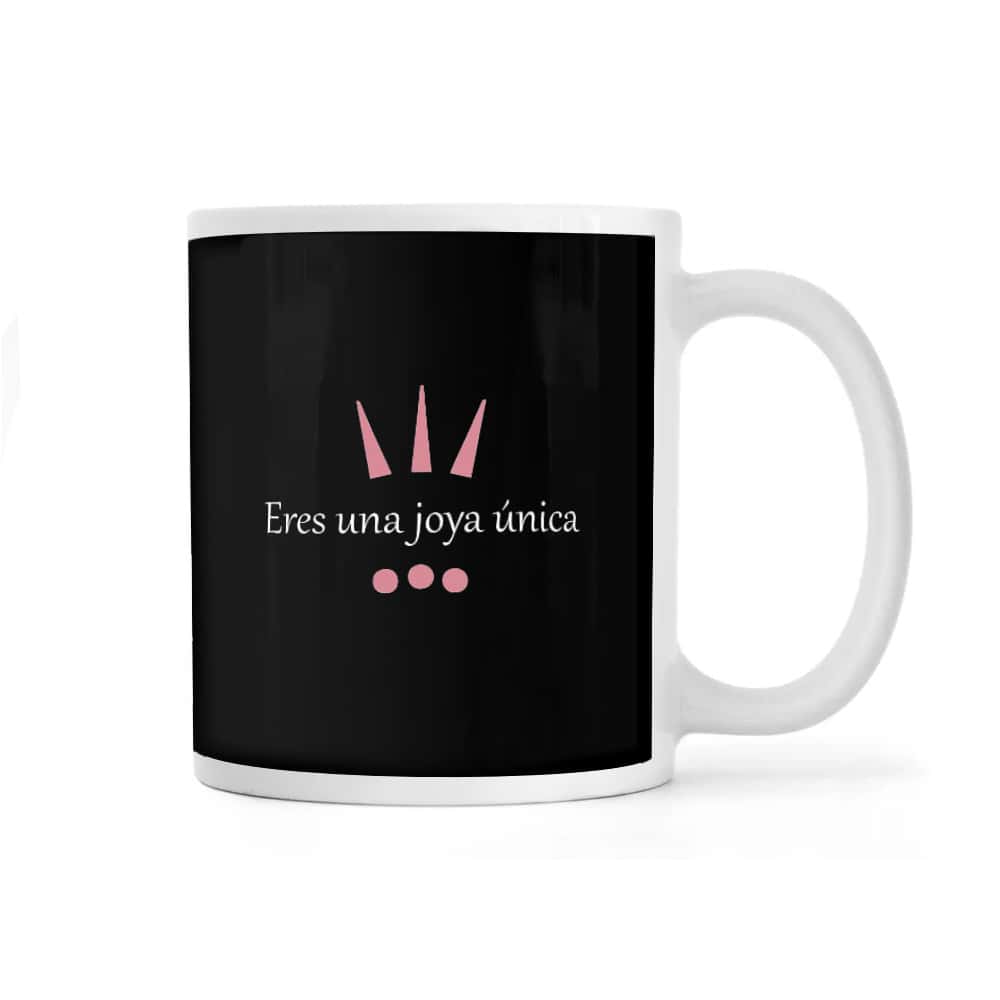 Jarra de cerámica blanca de 330 ml con frase impresa Nunca dejes de brillar Échale - Miniatura 4