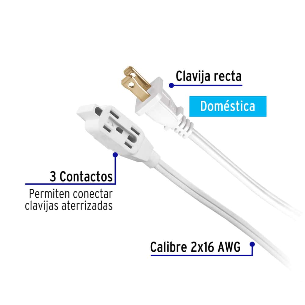 Extensión eléctrica blanca 5 m Volteck ED-5BR - Miniatura 4