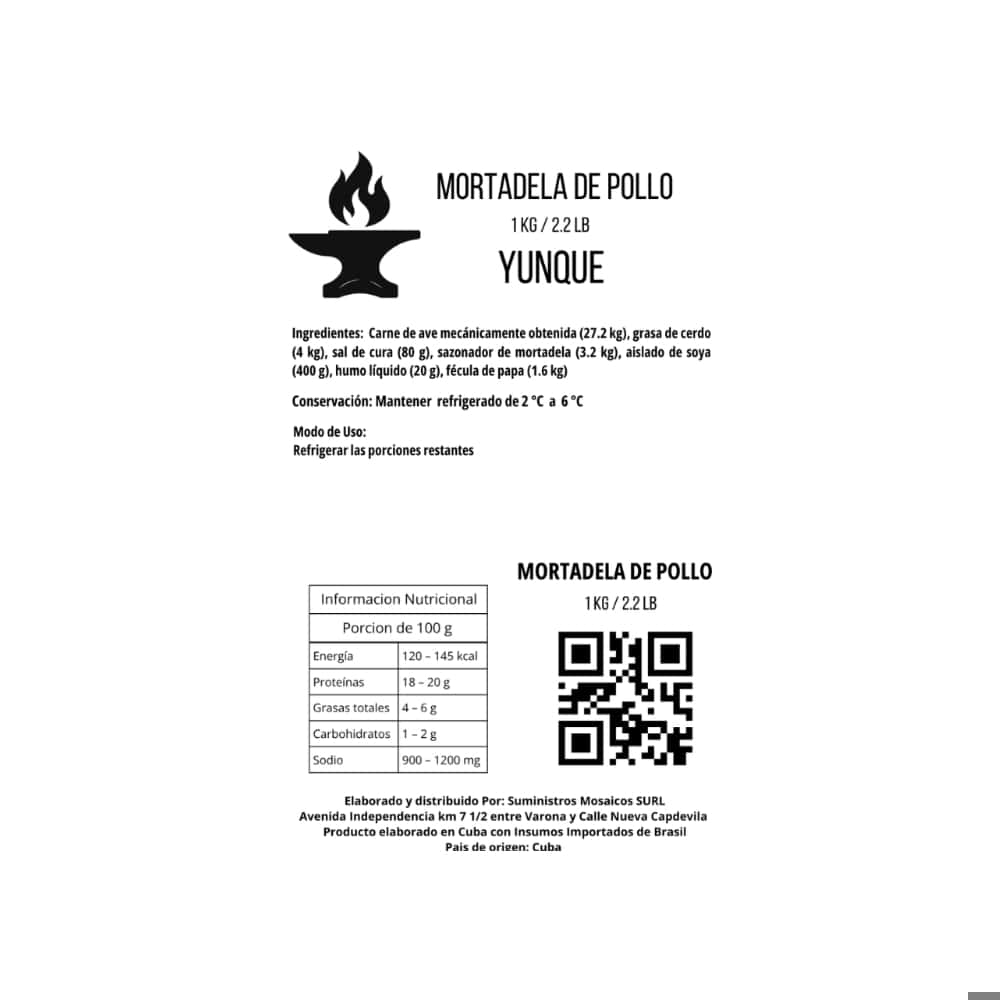 Mortadela de pollo Yunque (1 kg / 2.2 lb) - Miniatura 3