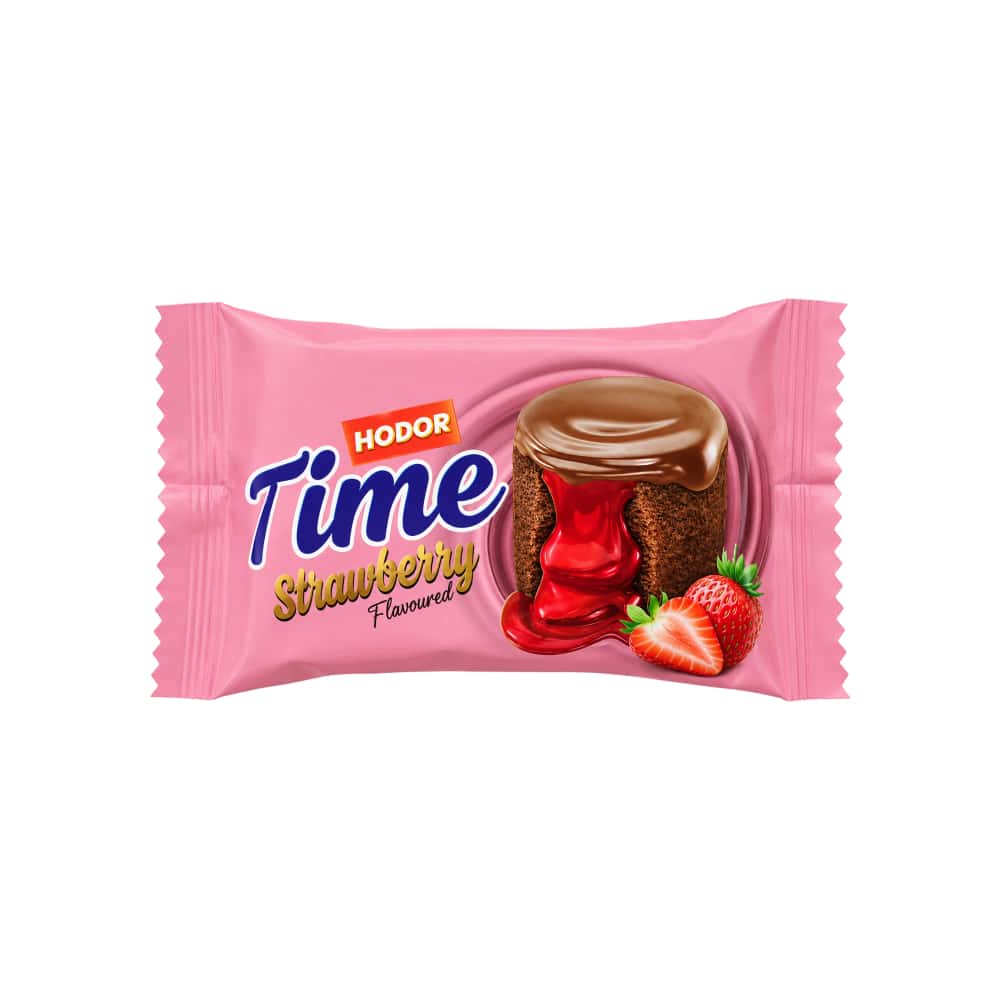 Pastel de cacao cubierto de cacao con relleno de salsa sabor fresa Hodor Time Strawberry (30 g / 1.06 oz) - Miniatura 1