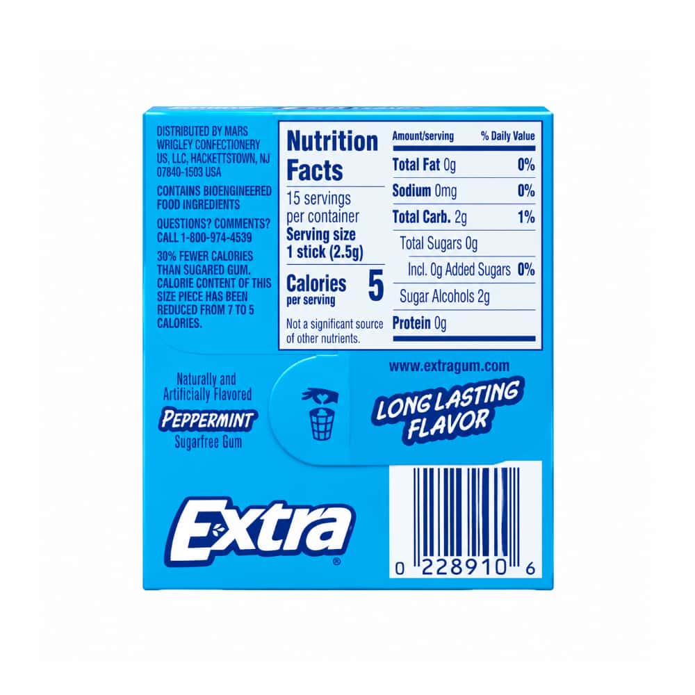Chicle sin azúcar sabor a menta Wrigley's (15 U) - Miniatura 2