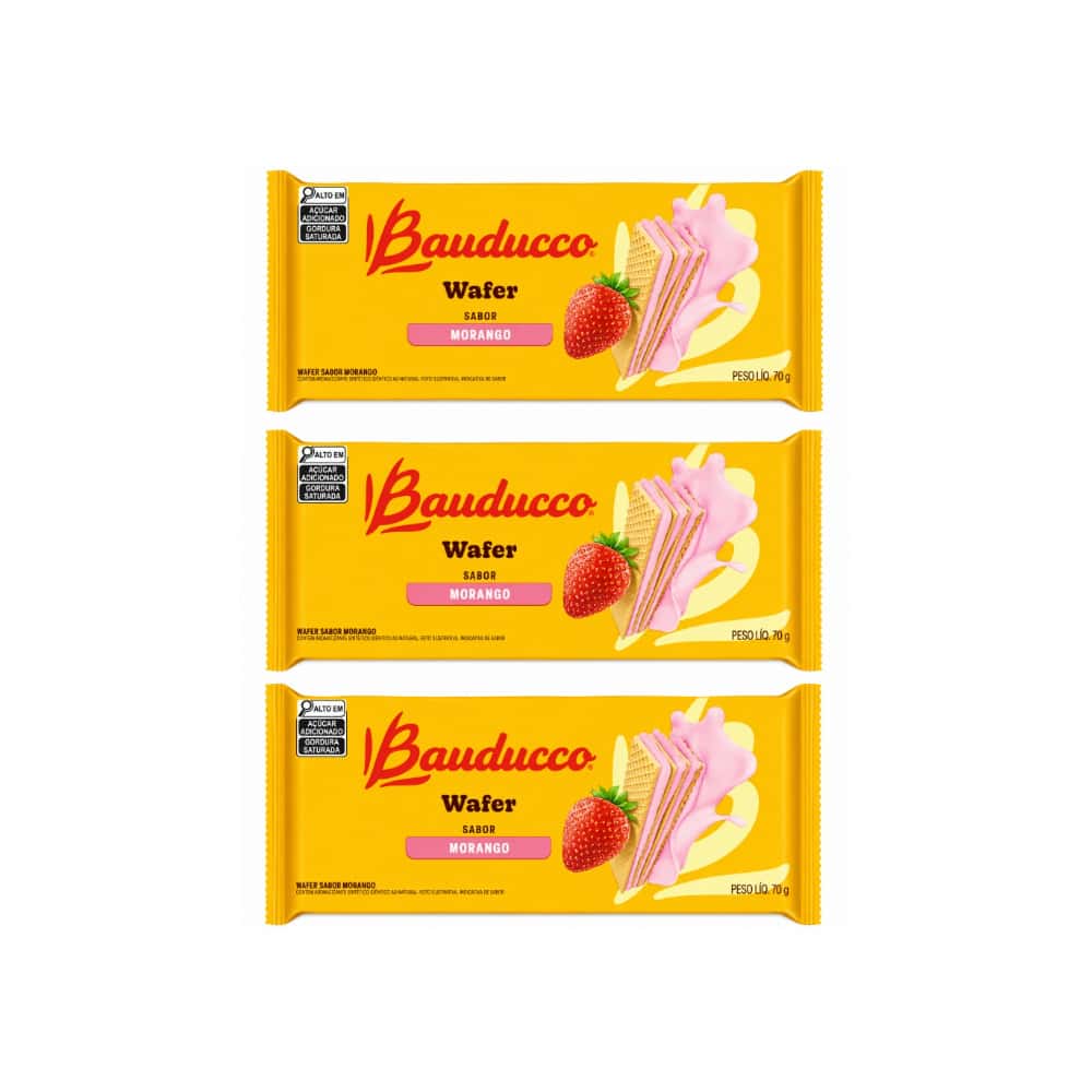 Sorbetos rellenos con crema sabor a fresa Bauducco (3 x 70 g / 2.46 oz) - Miniatura 1