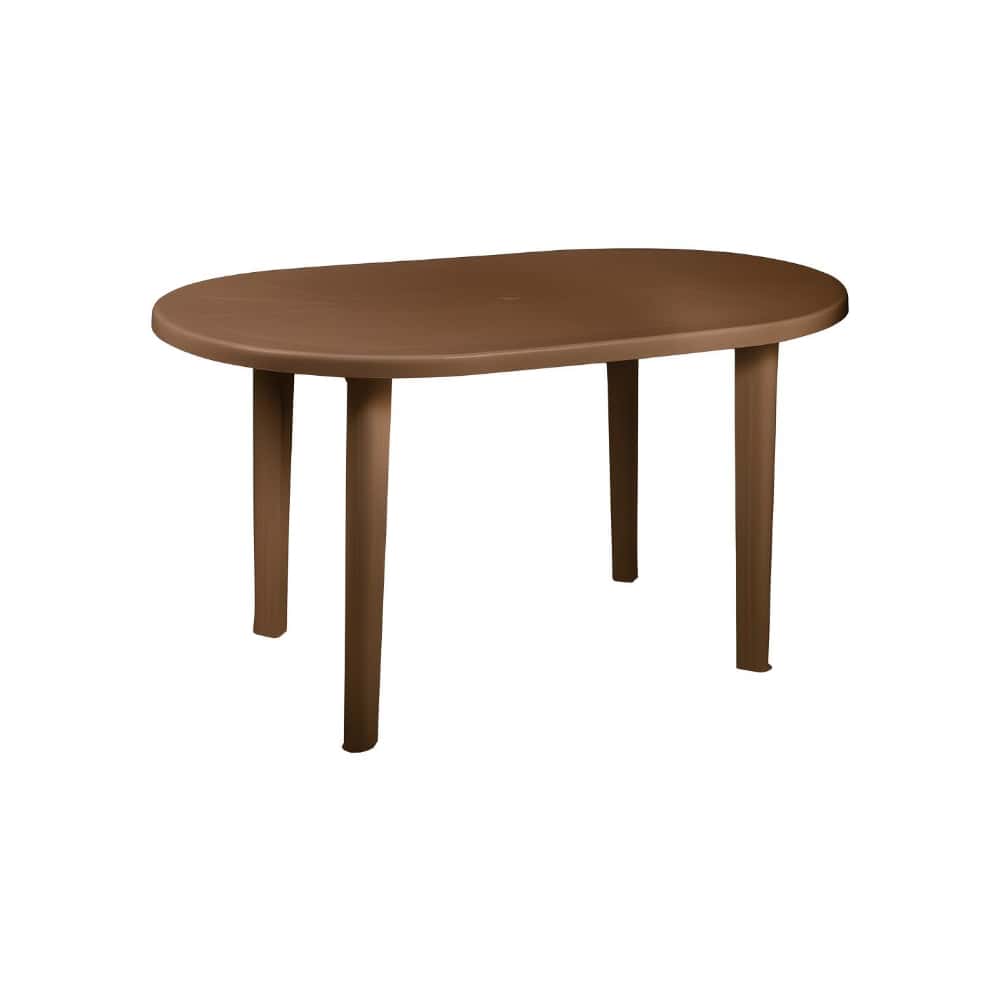Mesa de resina oval color marrón 137 cm x 85 cm x 72 cm 7house - Miniatura 1