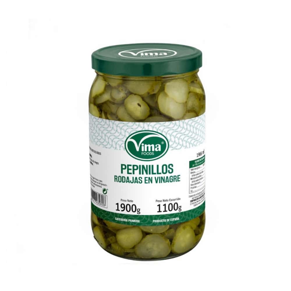 Pepinillos en rodajas en vinagre Vima Foods (1.9 kg / 4.19 lb) - Miniatura 1
