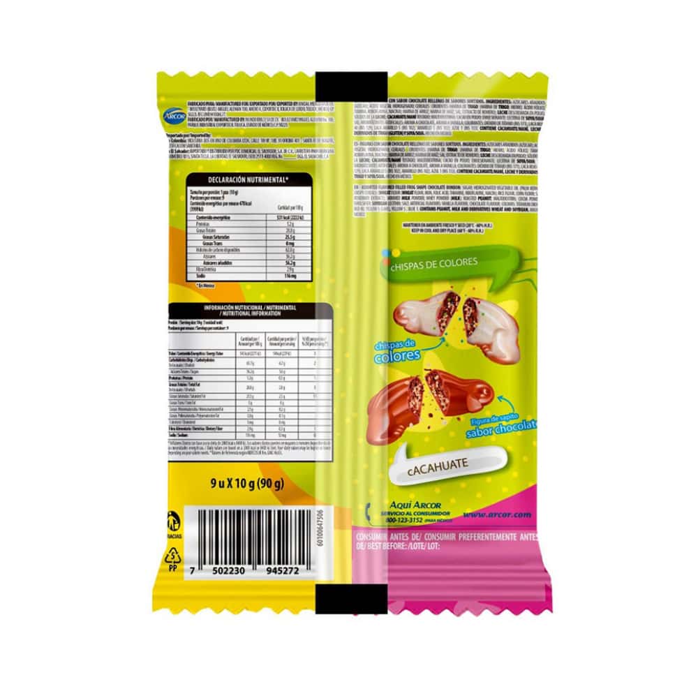 Sapitos de chocolate rellenos de sabores surtidos Arcor (90 g / 3.17 oz) - Miniatura 5